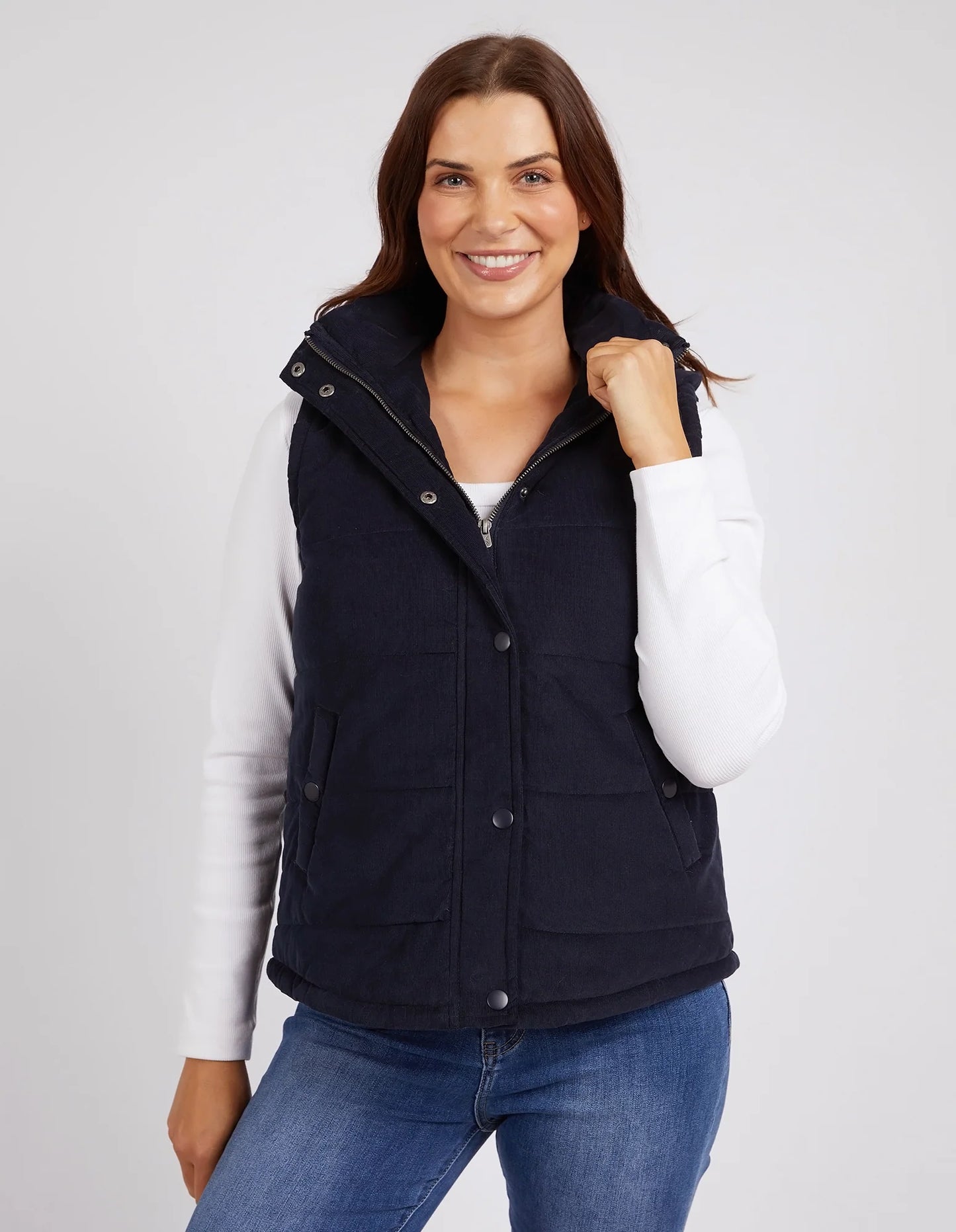 Elm Cord Puffer Vest - dark sapphire