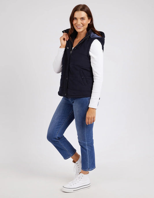 Elm Cord Puffer Vest - dark sapphire