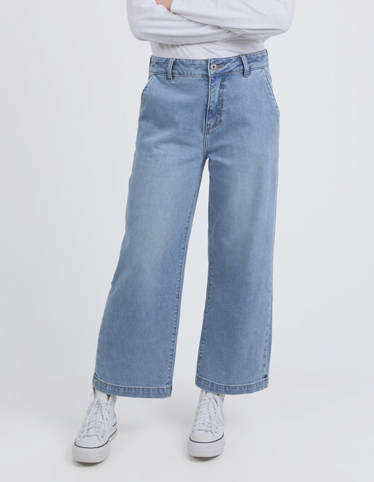 Elm Izzy Wide Leg Jean - vintage blue wash
