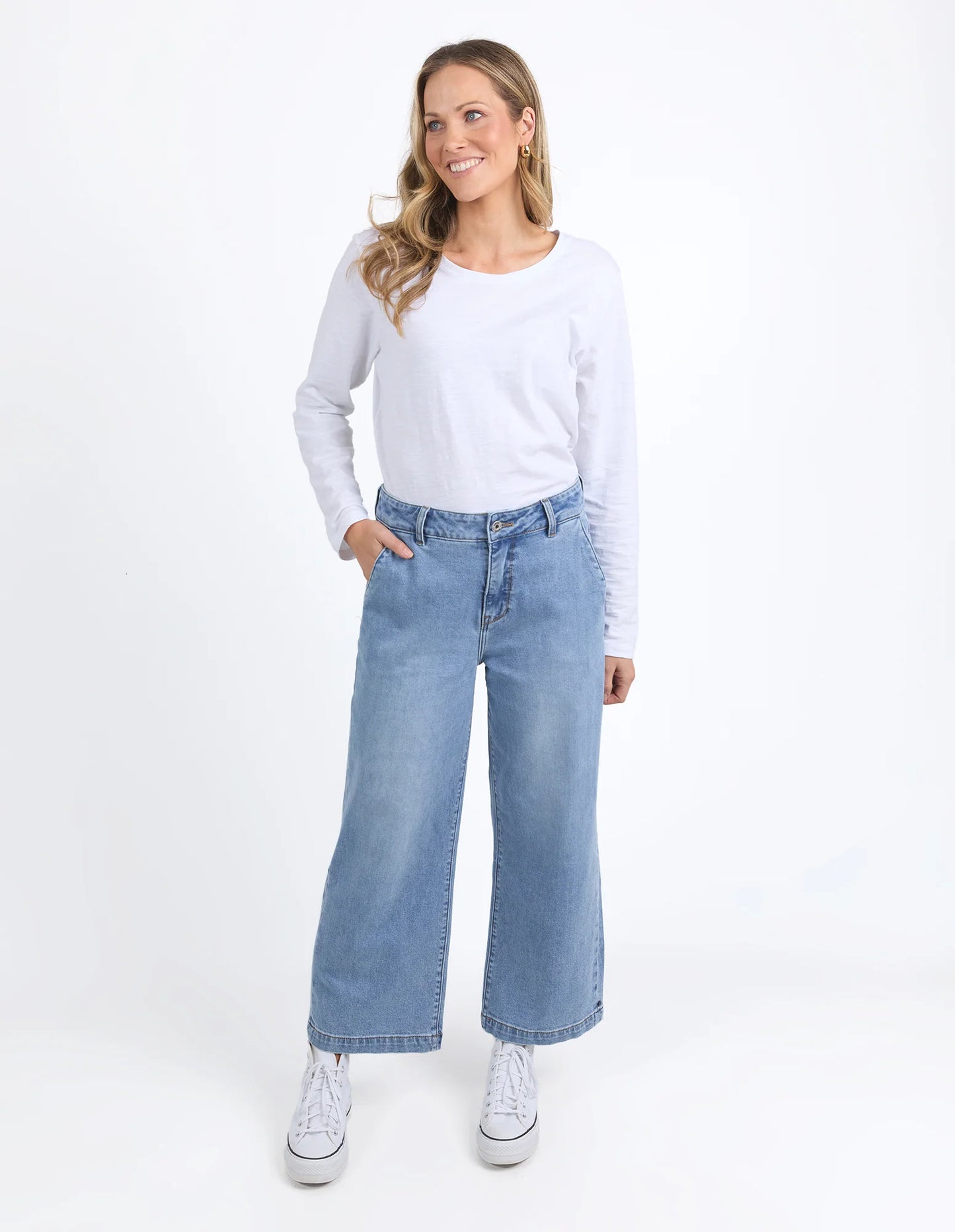 Elm Izzy Wide Leg Jean - vintage blue wash