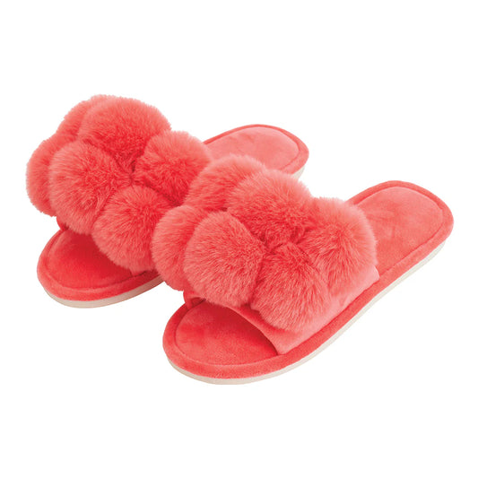 Annabel Trends Cozy Luxe Pom Pom Slippers