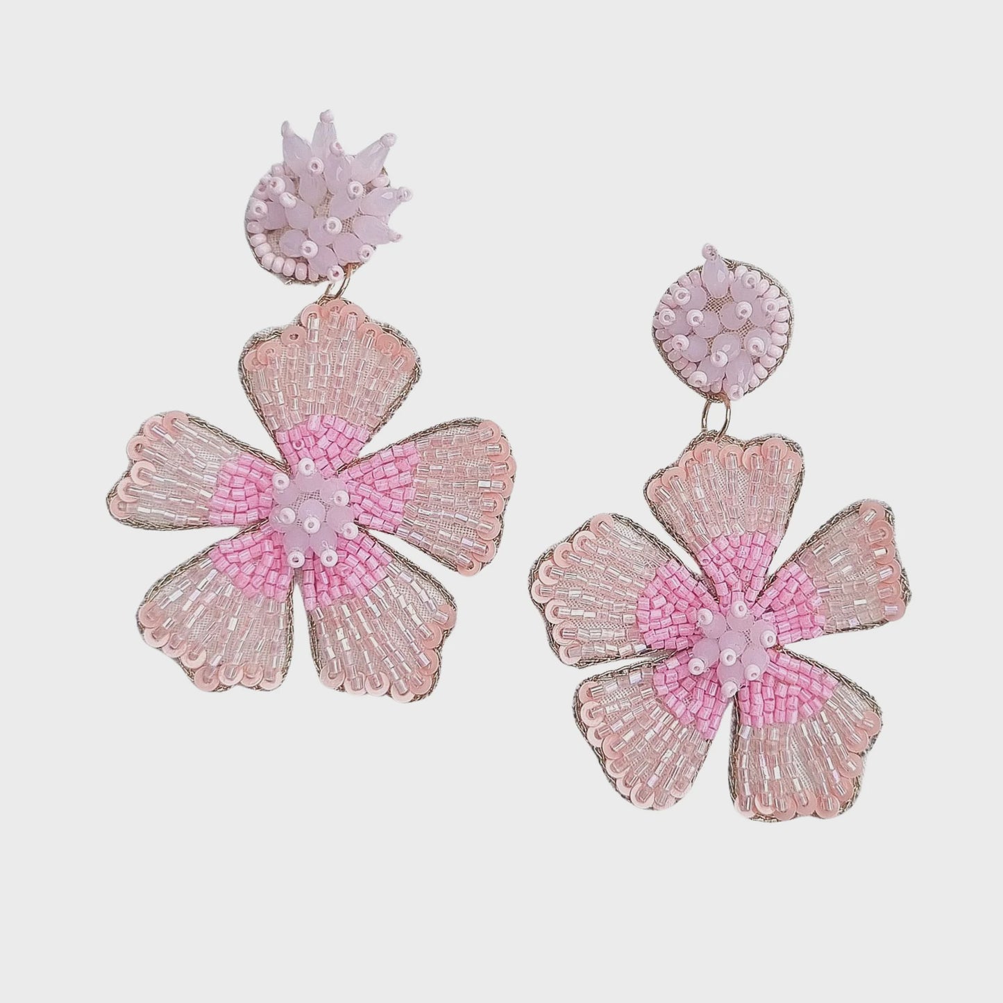 Zoda Pink Flower Beaded Earring