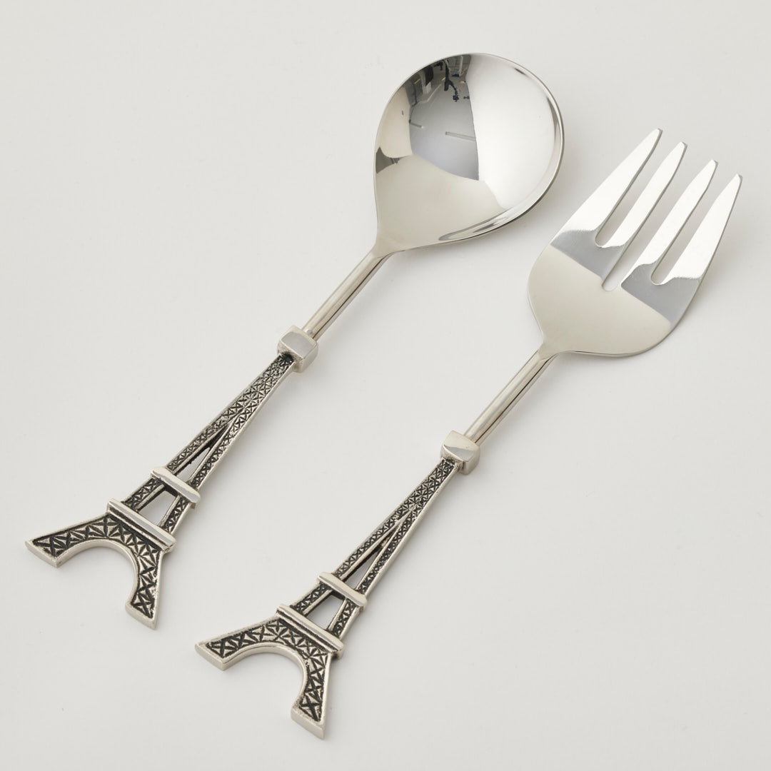 Pilbeam Eiffel Tower Salad Servers - antique silver