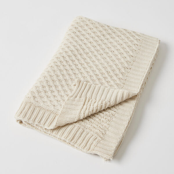 Jiggle & Giggle Basket Weave Knit Blanket - various colours