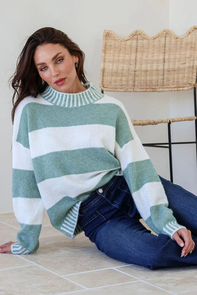 Tilly Stripe High Neck Knit