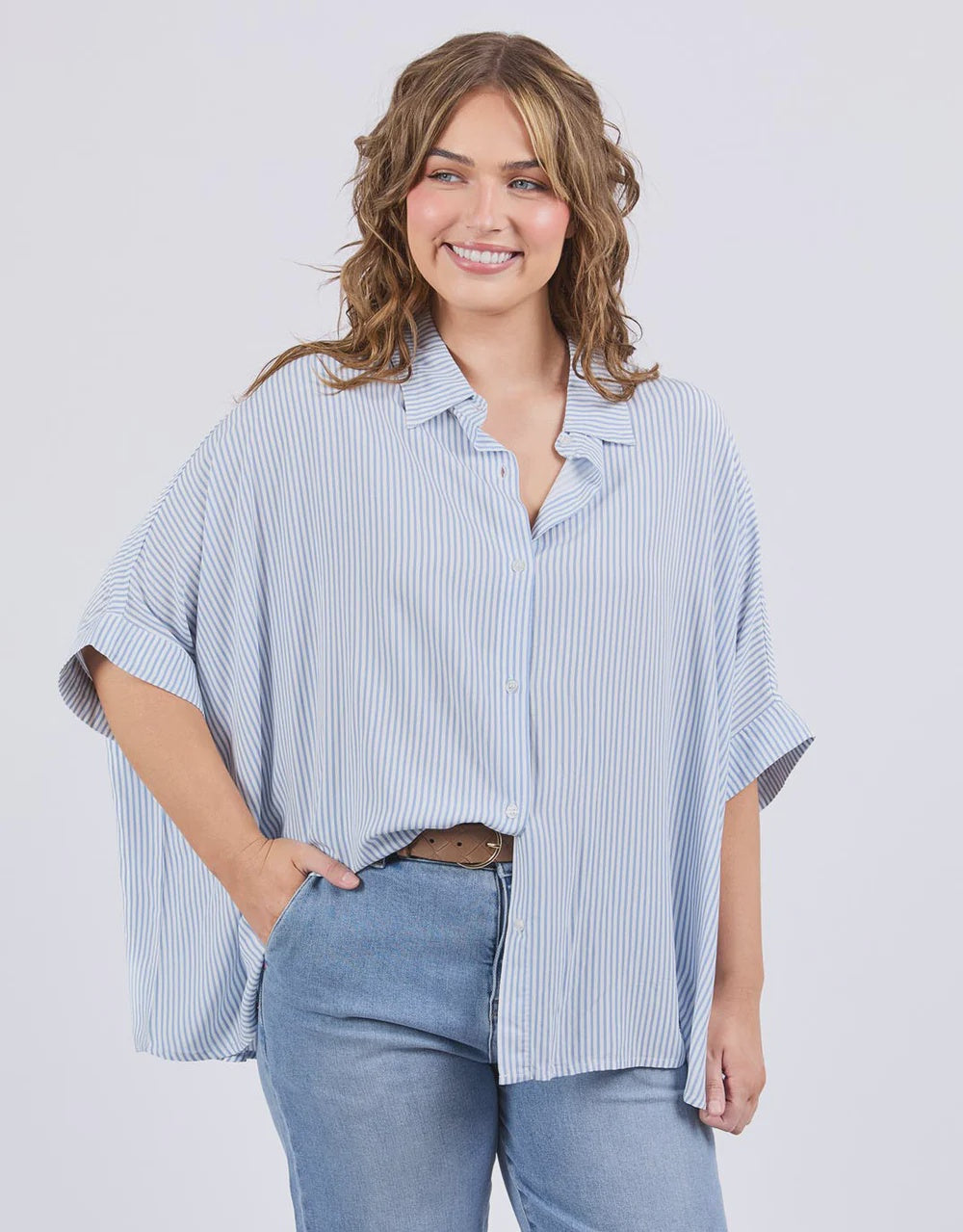 Elm Luna Shirt - dusk blue/marshmallow