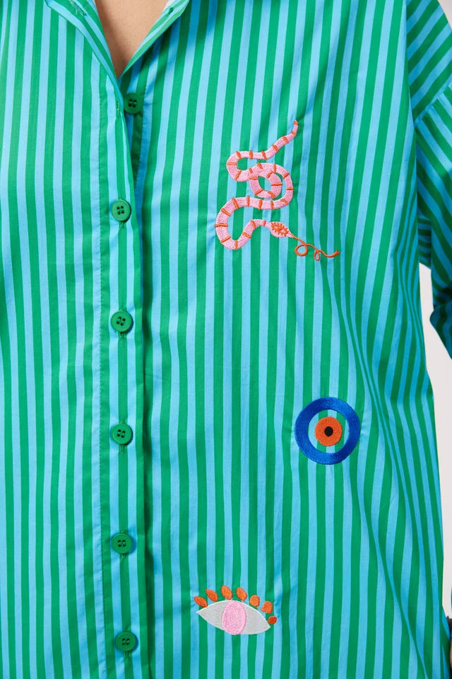 Haven Mykonos Embroidered Stripe Shirt