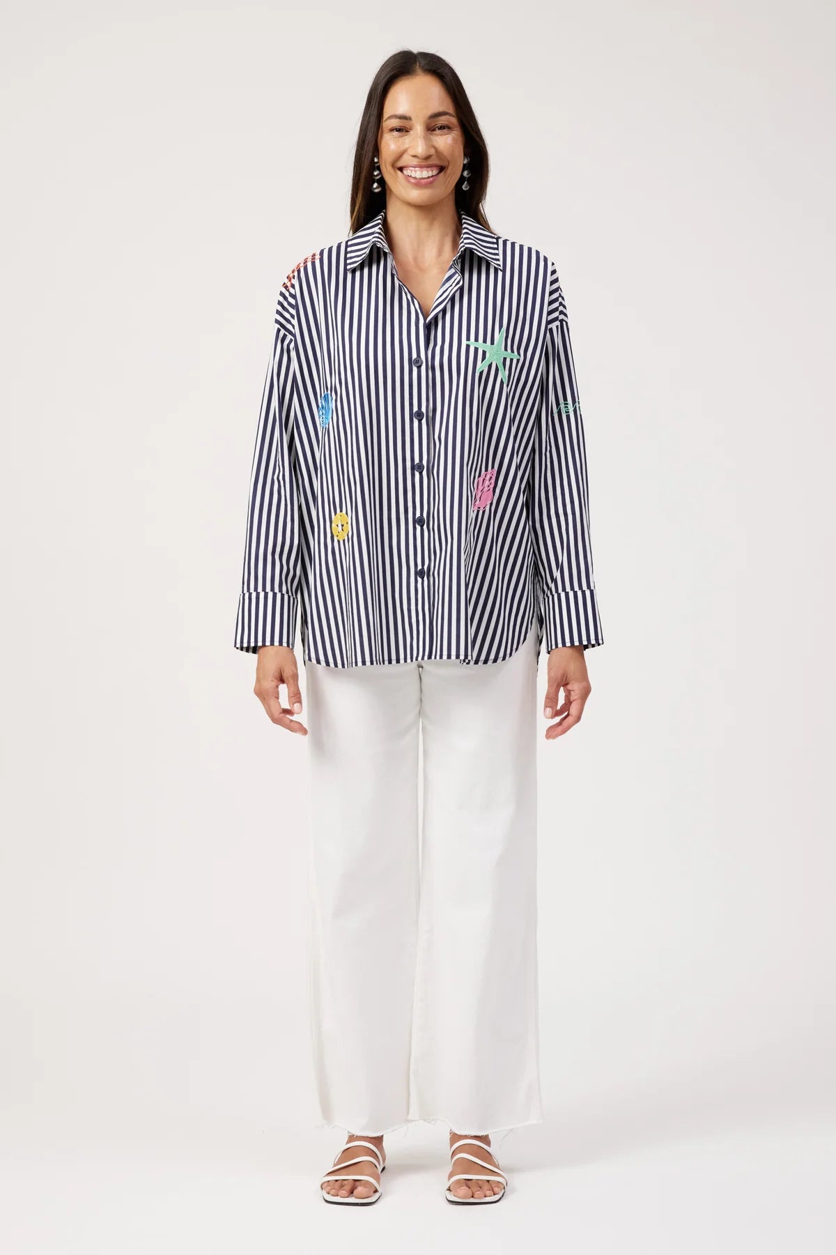 Haven Mykonos Embroidered Stripe Shirt