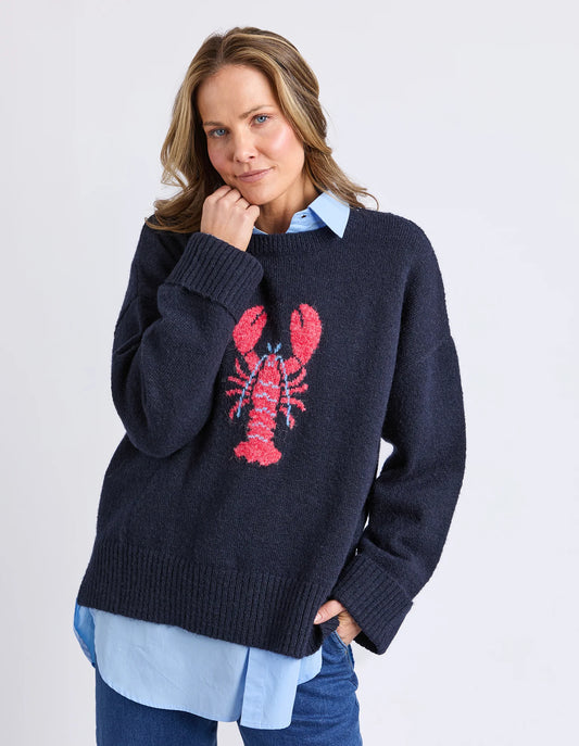 Elm Lobster Intarsia Knit - Navy