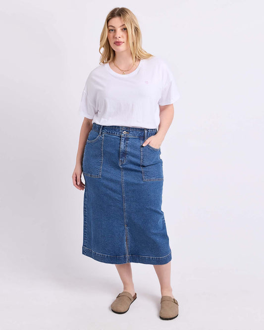 Elm Long Atlas denim skirt