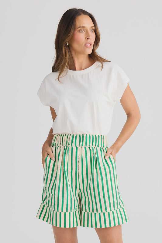 Brave & True Esplanade Short - Jade stripe