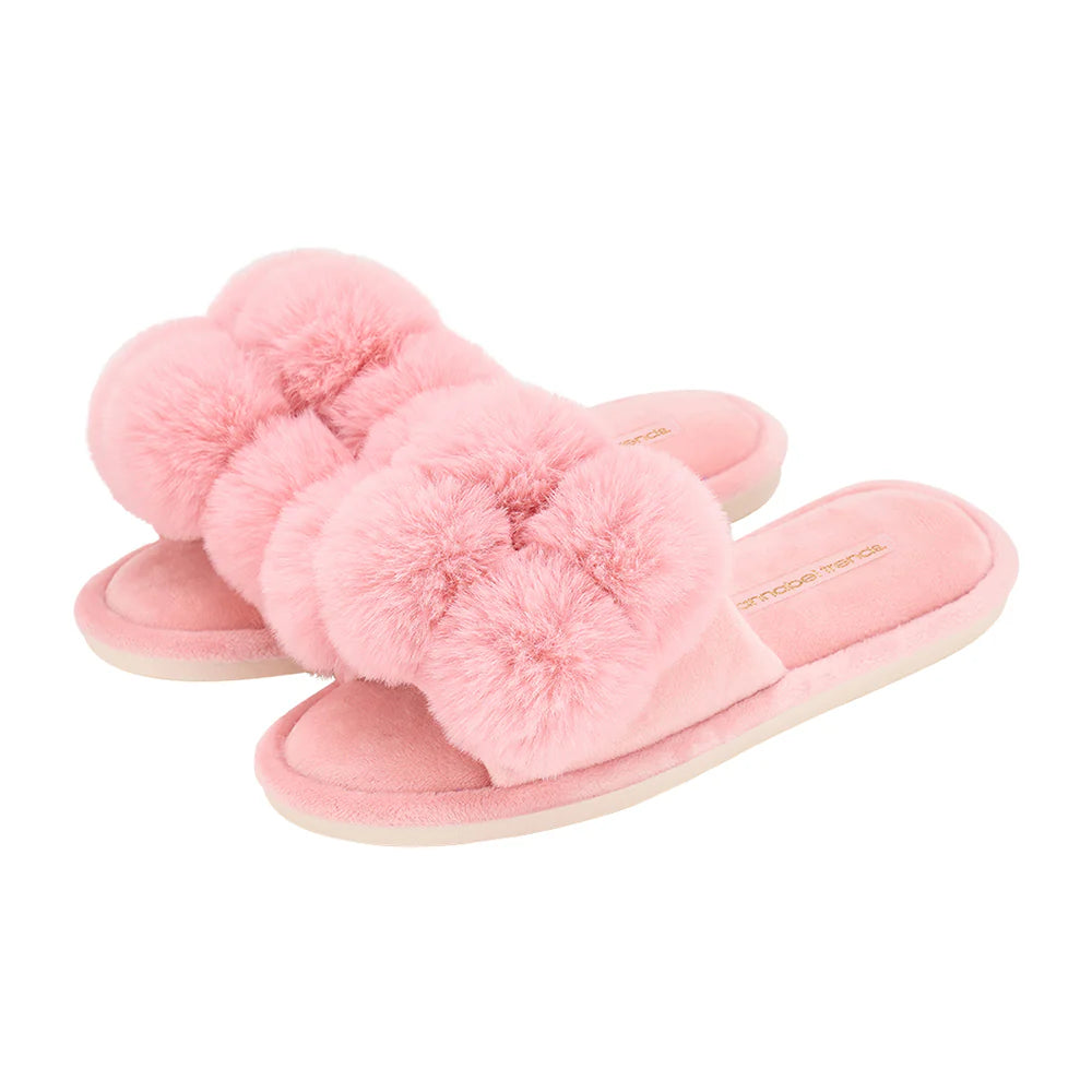 Annabel Trends Cozy Luxe Pom Pom Slippers
