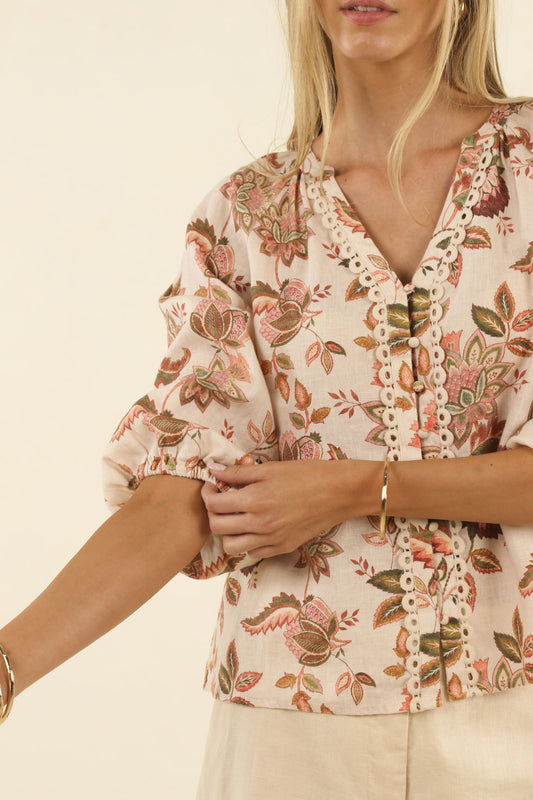 Humidity Bohemian Rose Blouse