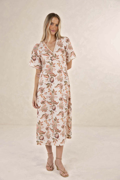 Humidity Bohemian Rose Midi Dress