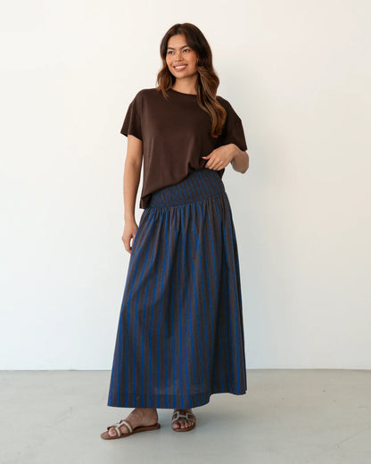 Label Of Love Shirred Waist Stripe Skirt