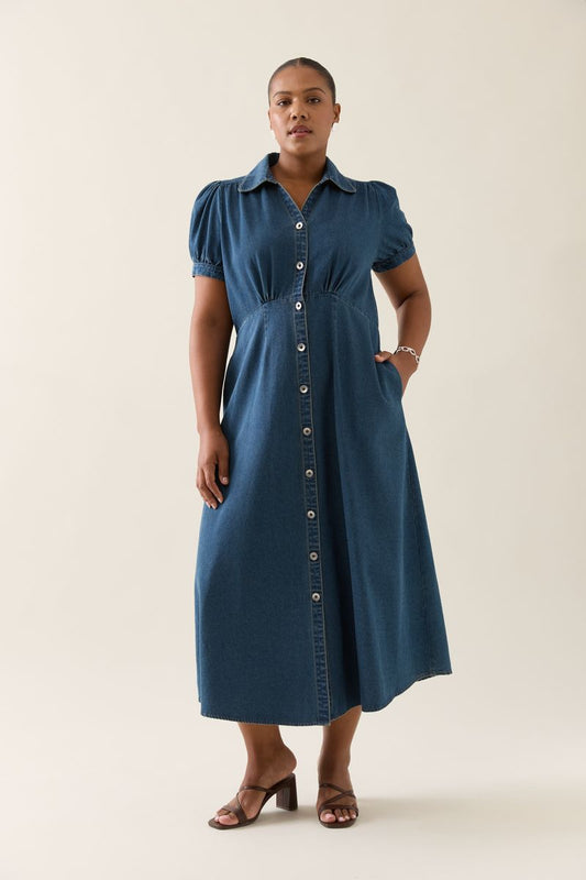 Isle of Mine Sofie Denim Maxi Dress - drift