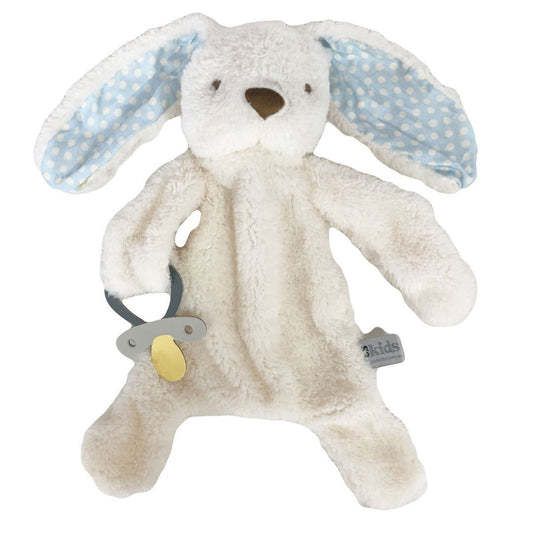 Bunny Comforter with Dummy Holder - Cream/Blue