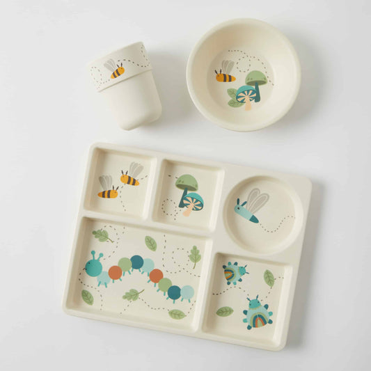 Pilbeam Little Critters Bamboo 3pc Dining Set - blue