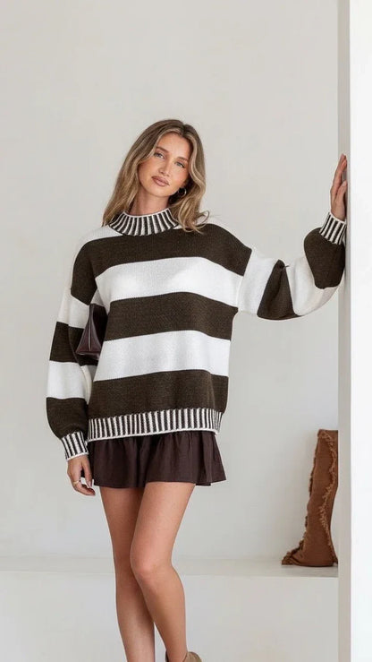 Tilly Stripe High Neck Knit