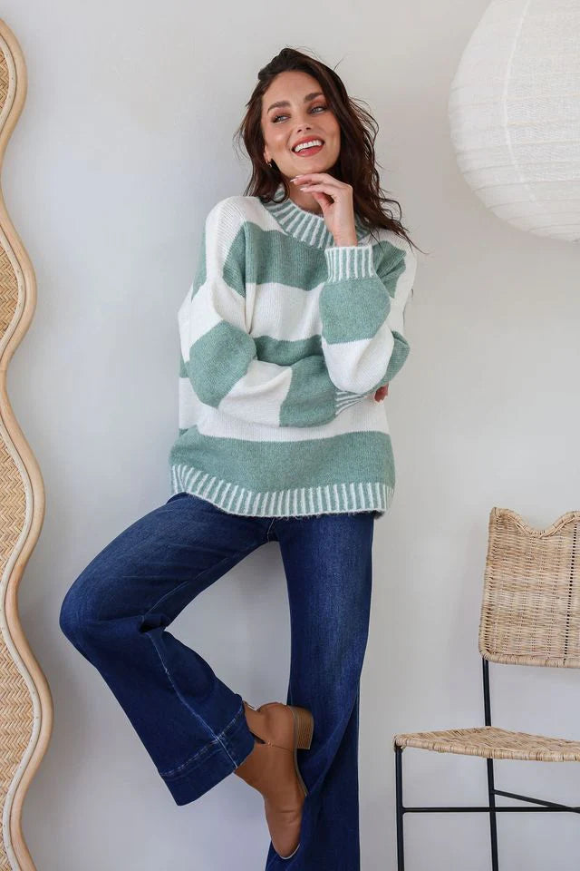 Tilly Stripe High Neck Knit
