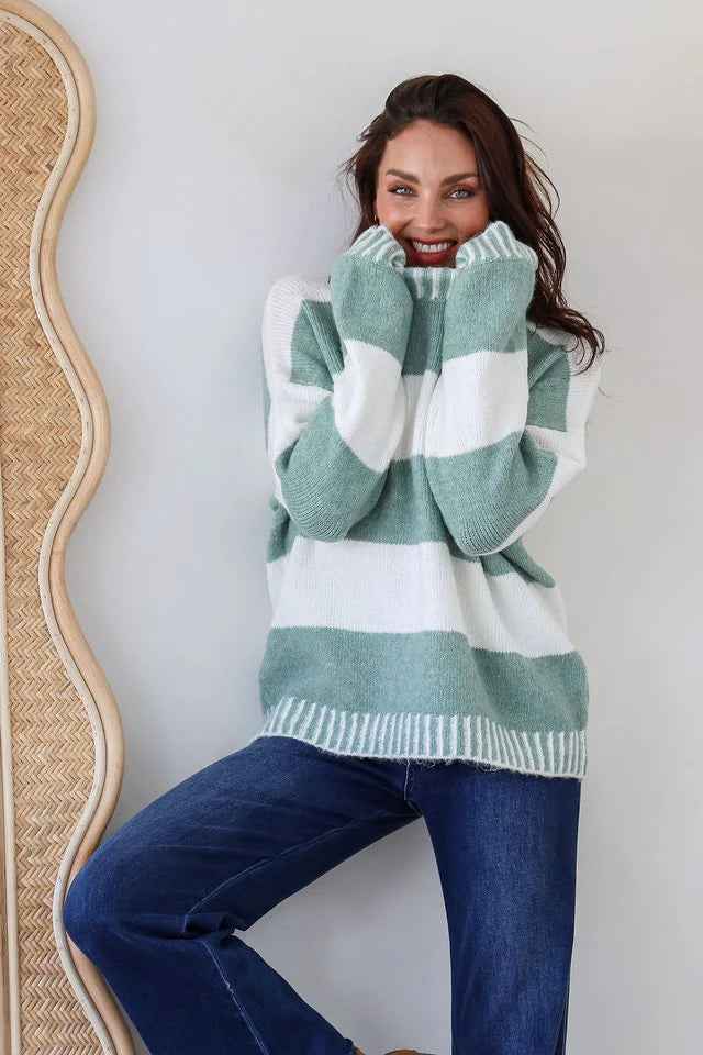 Tilly Stripe High Neck Knit