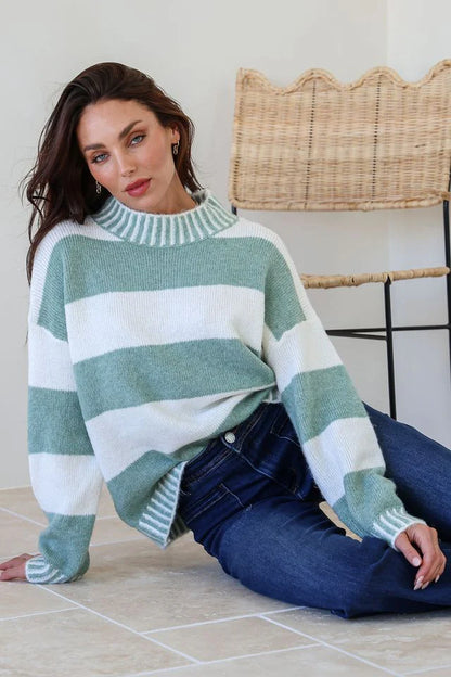 Tilly Stripe High Neck Knit