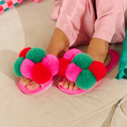 Annabel Trends Cozy Luxe Pom Pom Slippers