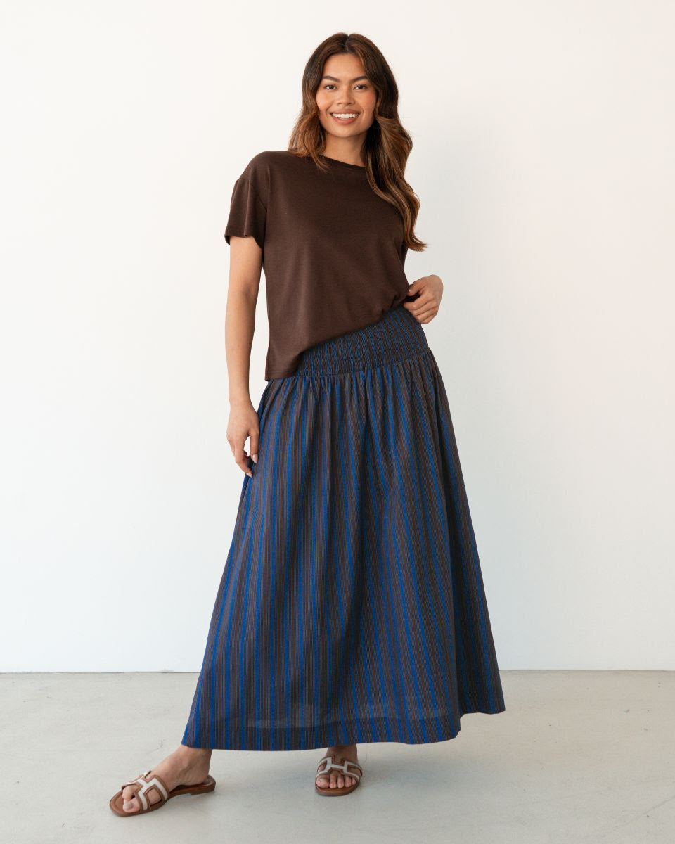Shirred Waist Stripe Skirt