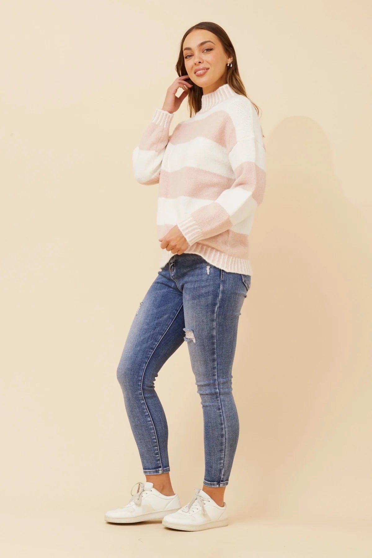 Tilly Stripe High Neck Knit