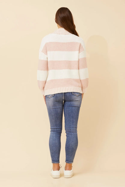 Tilly Stripe High Neck Knit